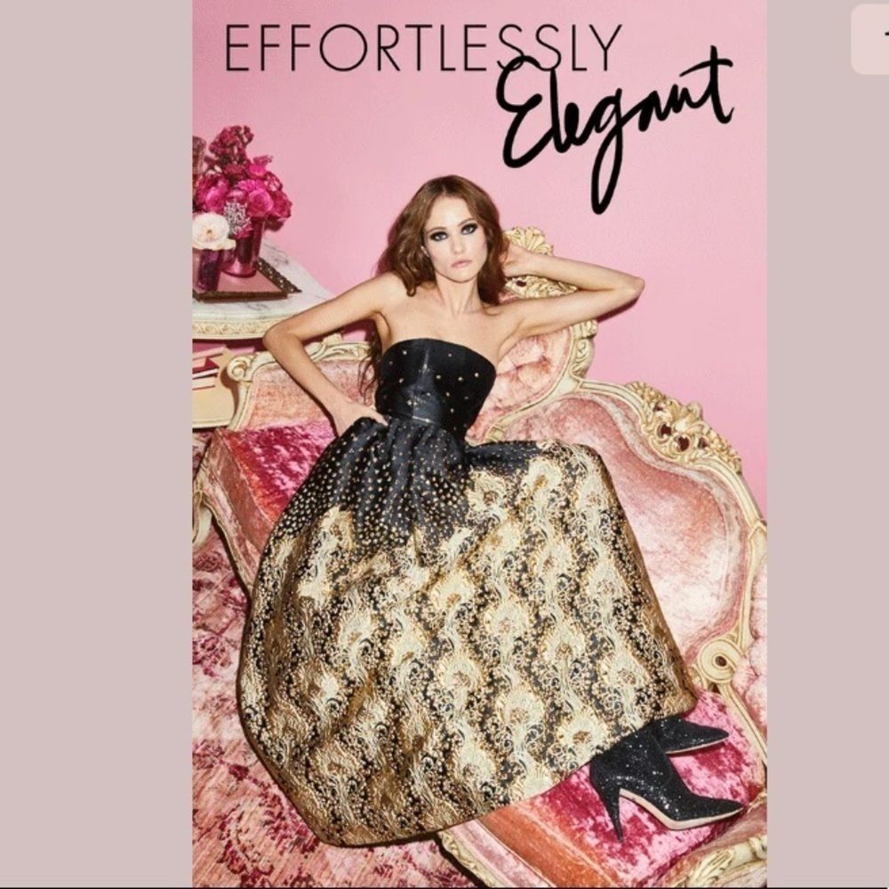 Alice + Olivia Daisy Strapless Metallic Gown Sz 2